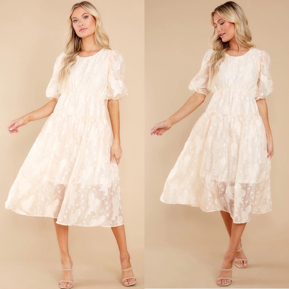 Afford To Love Cream Lace Midi Dress